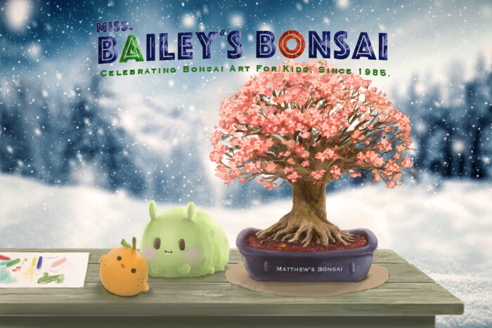 Bonsai with Plushies, customized with your child's name. - Image 2