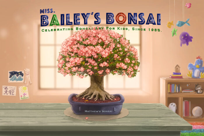 Bonsai with Plushies, customized with your child's name.